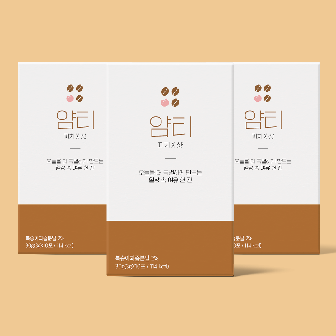 얌티 피치 샷 9박스 디카페인 커피 아샷추 저당 복숭아 아이스티 샷추가 분말 가루 스틱 - 상품 이미지