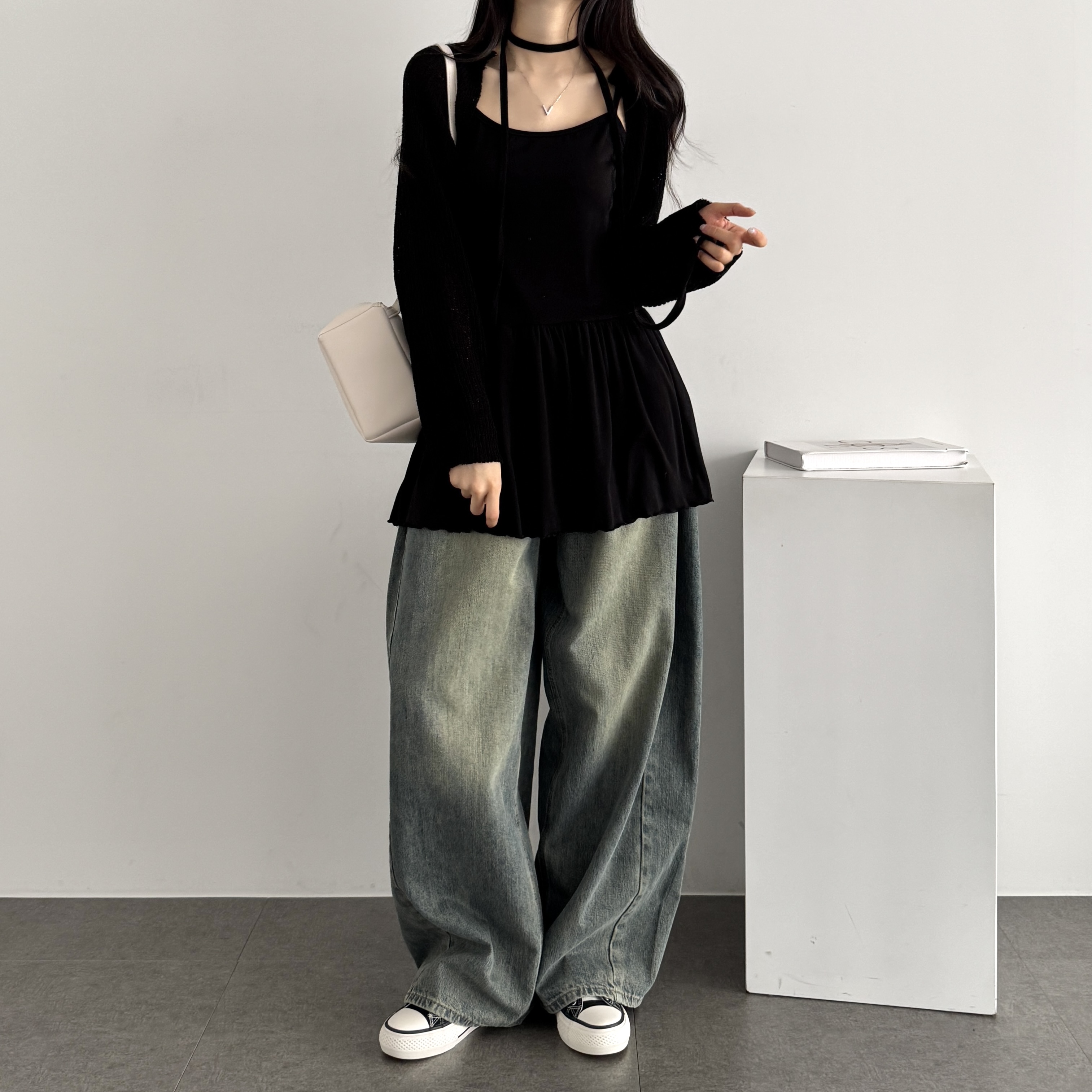 여름 휴양지 원피스 뷔스티에 레이어드 하객 원피스 미니, 블랙, FREE(One size) - 상세 이미지 4