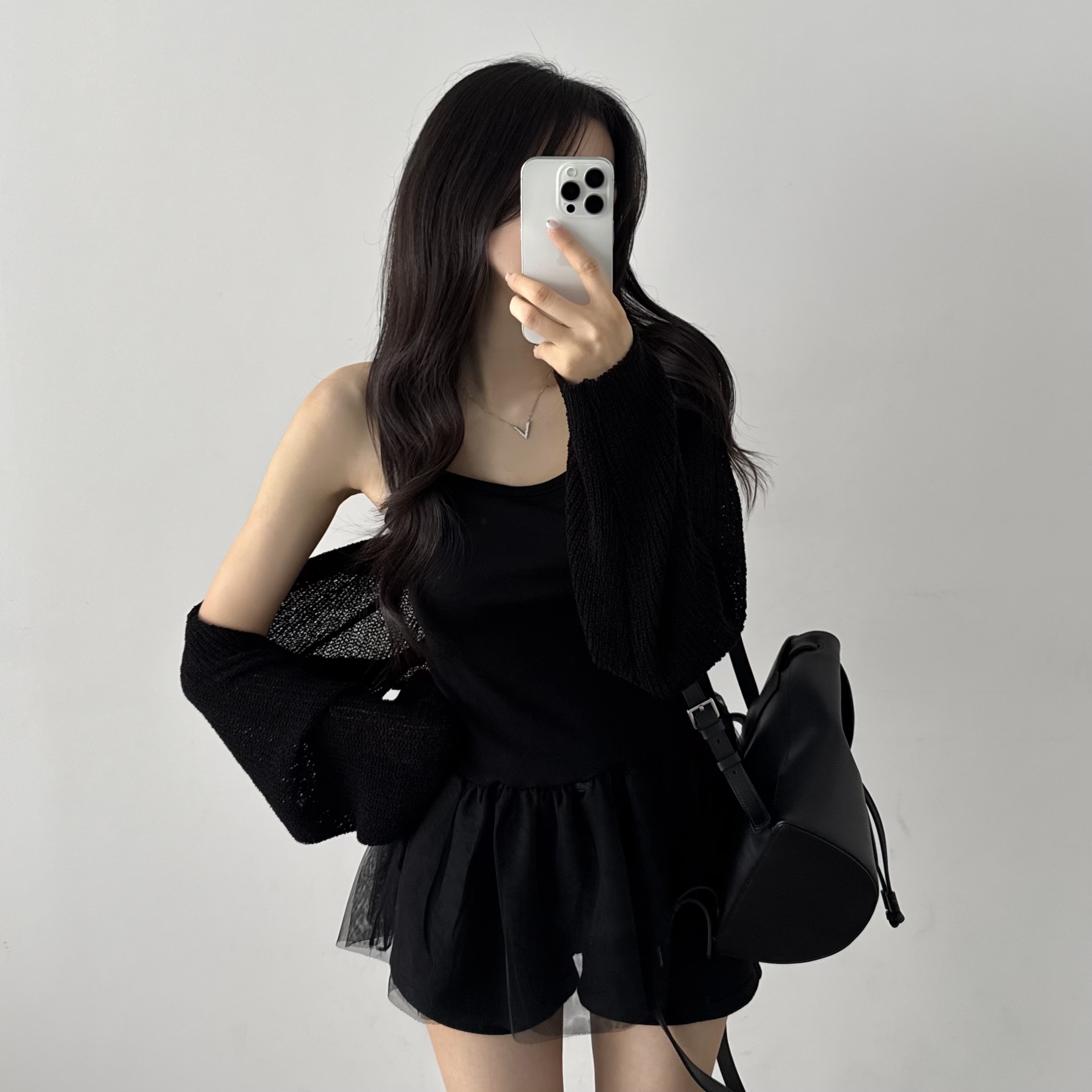 레이어드 여름 원피스 플리츠 쉬폰 뷔스티에 원피스 미니, 블랙, FREE(One size) - 상세 이미지 4