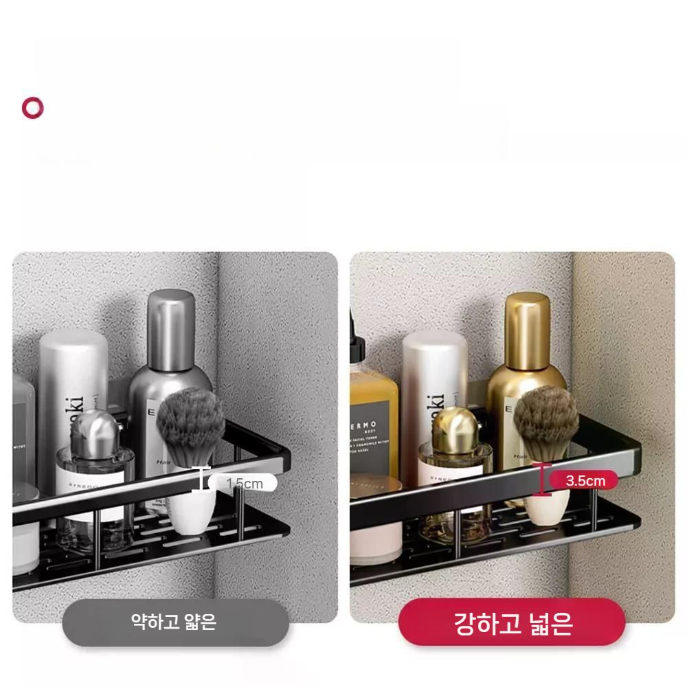 드릴 X 설치하는 욕실 코너 선반 벽걸이형 알루미늄 샴푸 정리대 무타공 블랙 직각 이미지 6