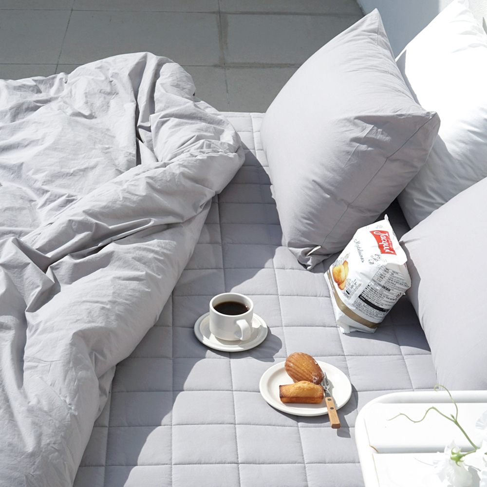 허쉬 60수 고밀도 바이오워싱 순면 옥수수솜 무봉제 차렵이불 애쉬그레이, Q(퀸)