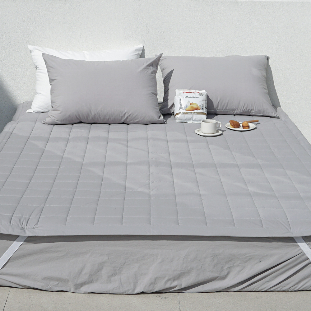 허쉬 60수 고밀도 바이오워싱 순면 고정밴딩 침대패드 애쉬그레이, SS(슈퍼싱글)