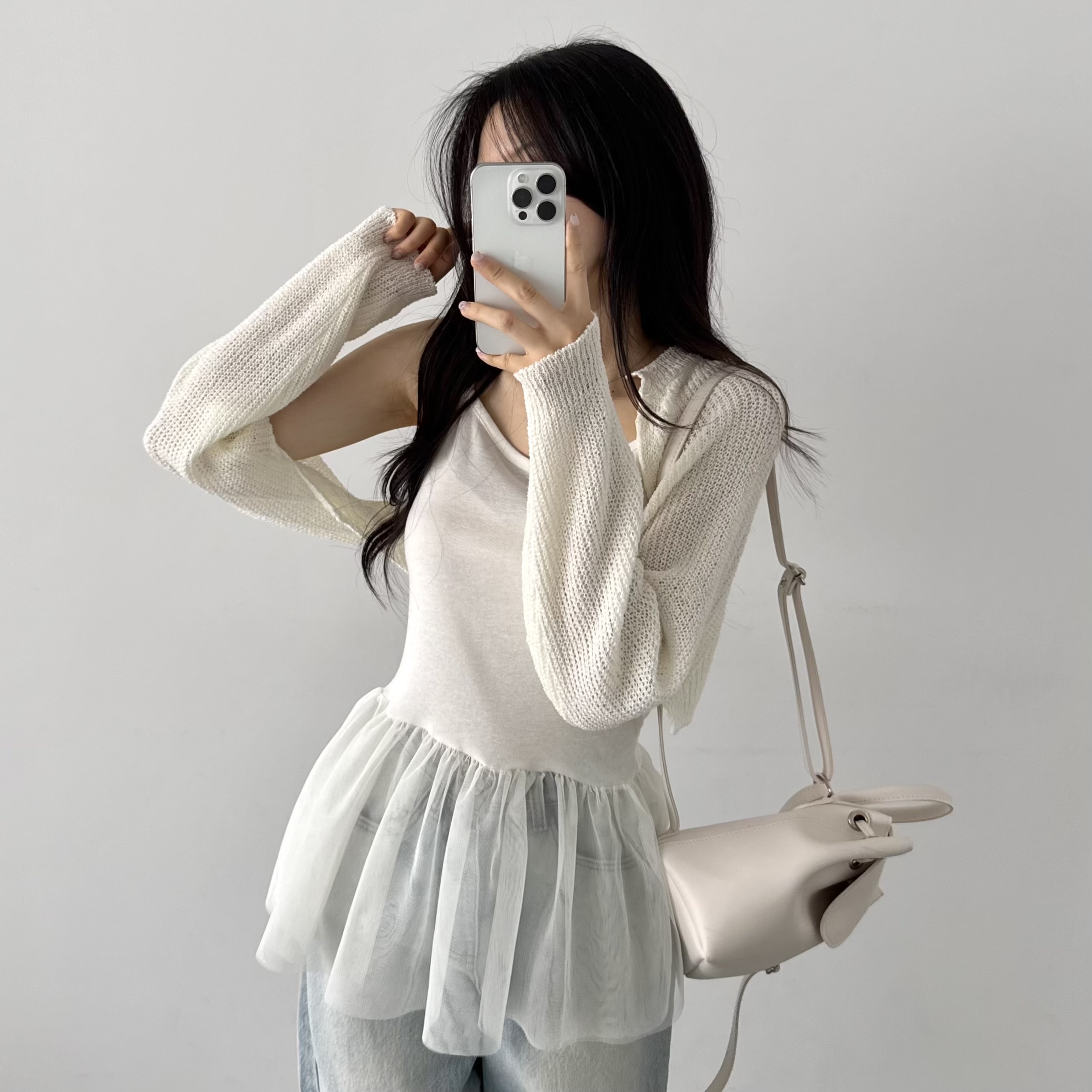 레이어드 여름 원피스 플리츠 쉬폰 뷔스티에 원피스 미니, 화이트, FREE(One size) - 상세 이미지 3