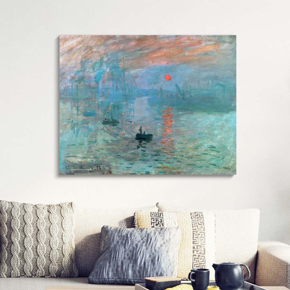 클로드 모네 인상, 해돋이 78 x 62cm 명화 거실 카페 인테리어 대형 캔버스 띄움 액자 - 상품 이미지