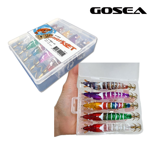 GOSEA 새우에기 5개입 태클박스 세트 80 리얼 치카라 에기 갑오징어 쭈꾸미 - 상세 이미지 4