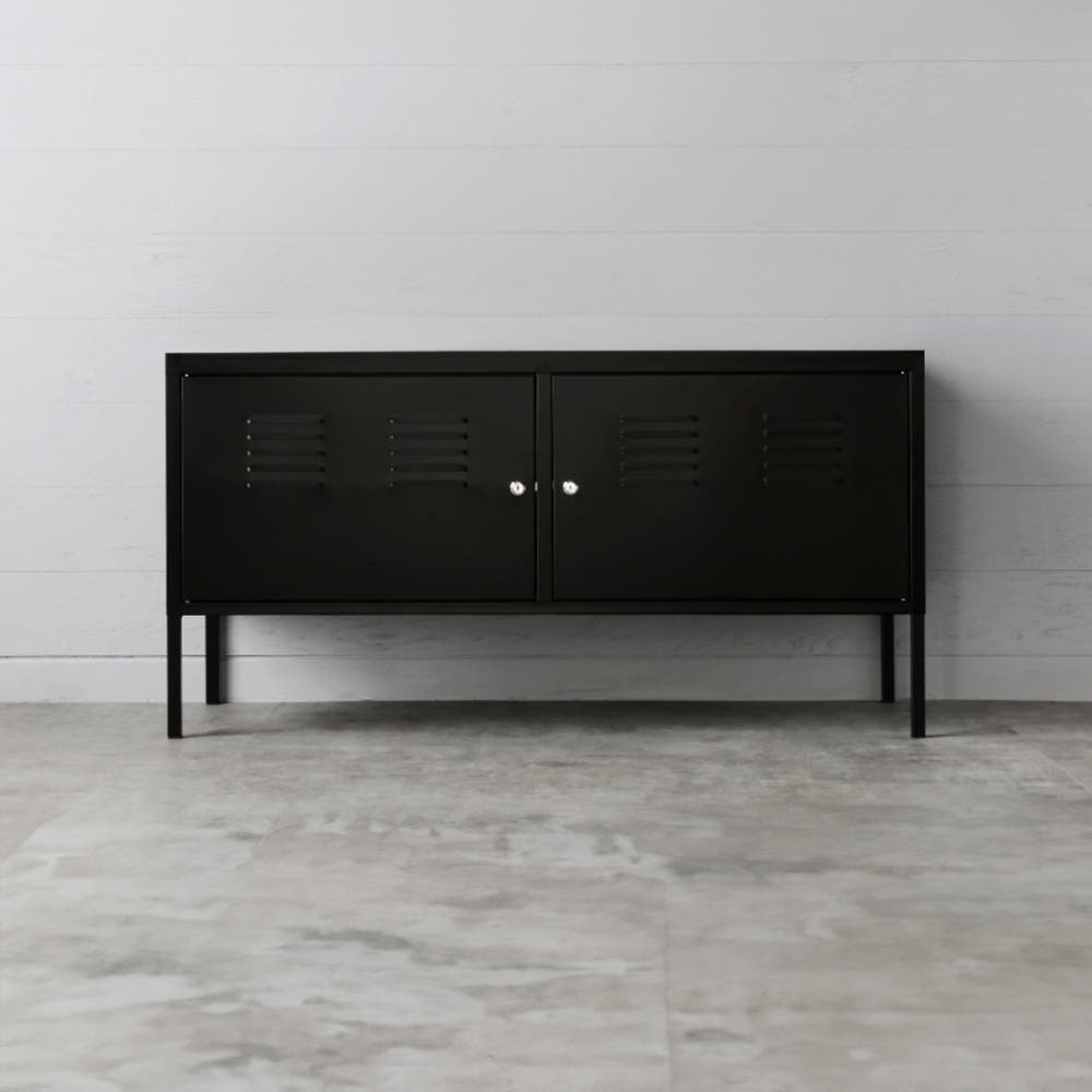 MKB 캐비넷 가로 2칸 TV스탠드 1180x400x600mm, 매트블랙 1874.1068