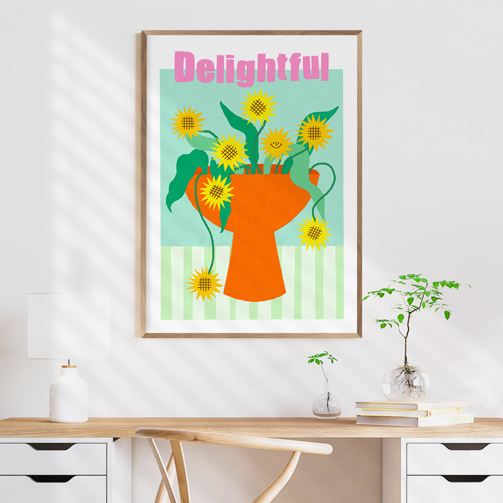 해바라기 그림 액자 포스터 Delightful A A4 - 상세 이미지 2