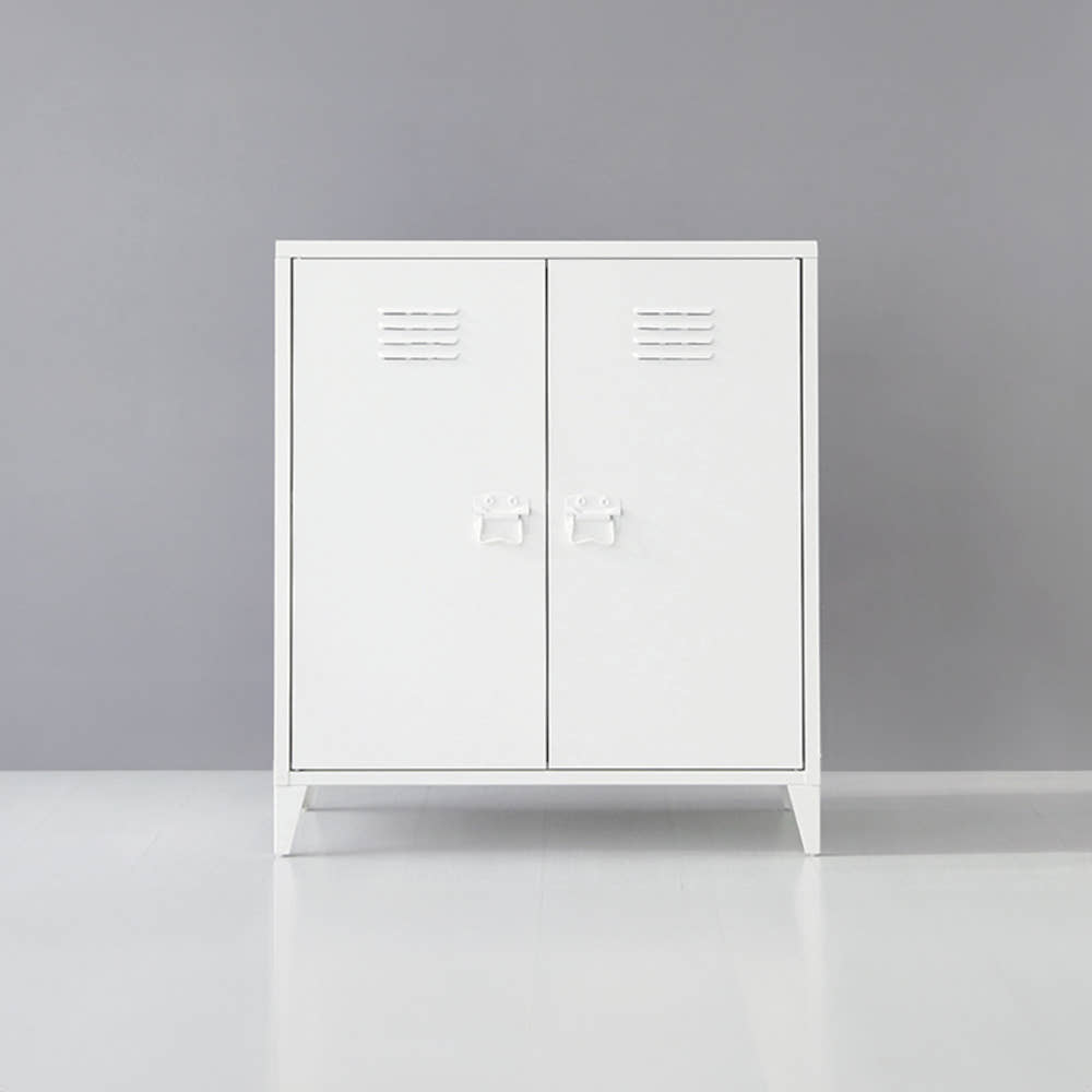 MKB 앤틱캐비넷 세로중 2문 수납장 800x400x900mm, 1단, 화이트 1689.5304 - 메인 이미지