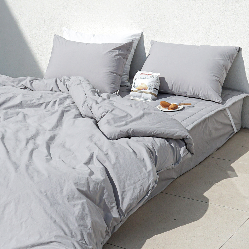 허쉬 60수 고밀도 바이오워싱 순면 옥수수솜 무봉제 차렵이불 애쉬그레이, Q(퀸)