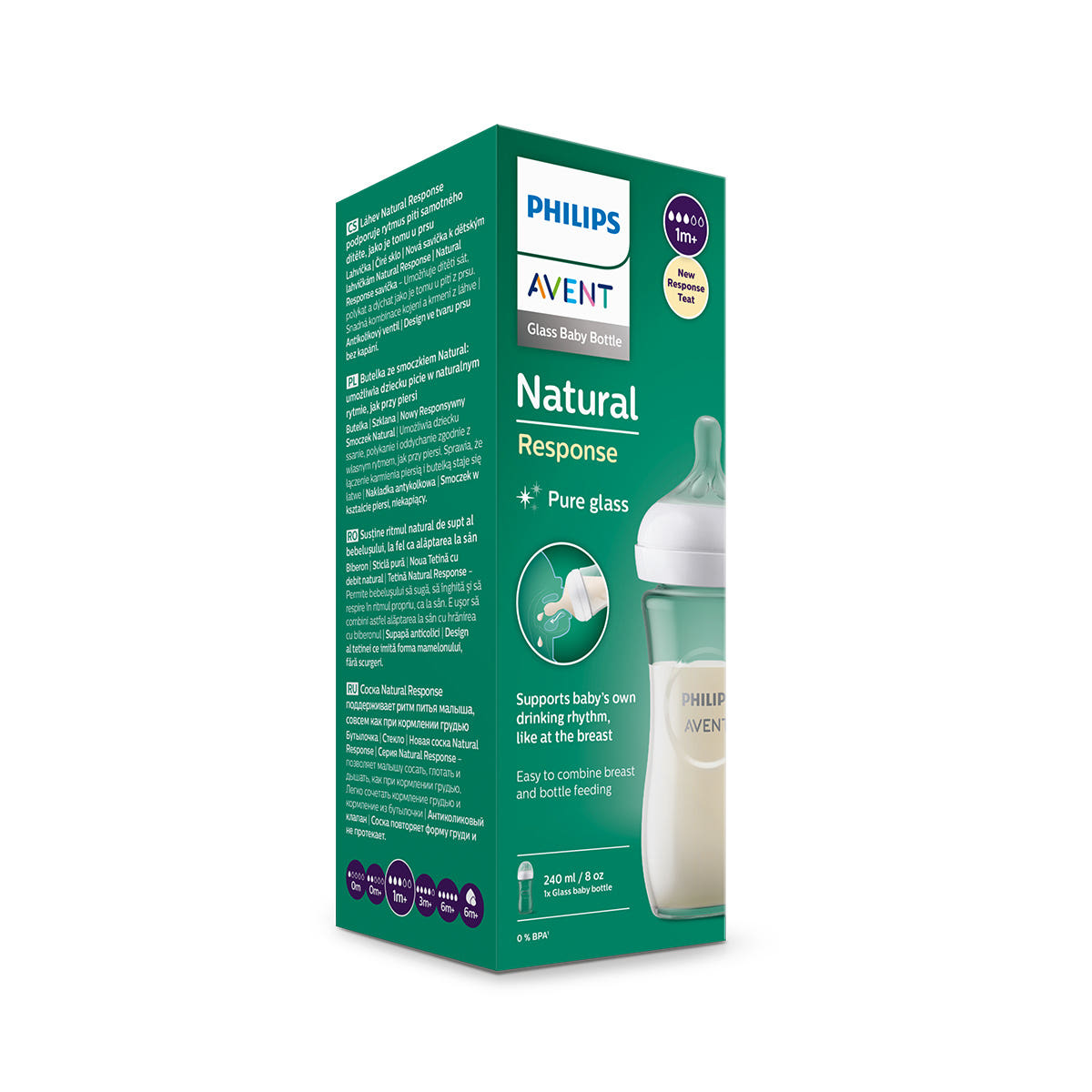 필립스아벤트 아기편한 유리젖병 240ml 1P+1P (1m+ 젖꼭지 포함) - 상세 이미지 3