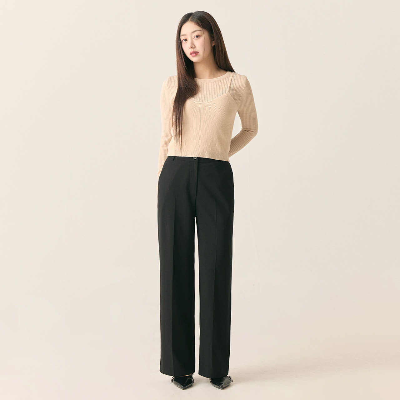 [Fit me] 로엠 스트레이트 밴딩슬랙스 (숏ver.) RMTWF23RT3 - 상품 이미지