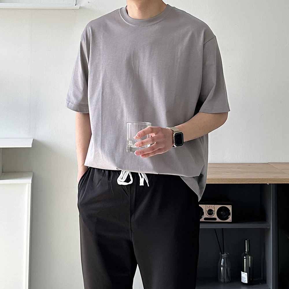 남자 반팔티 오버핏 빅사이즈 실켓 이너 쿨 티셔츠 - 상세 이미지 4