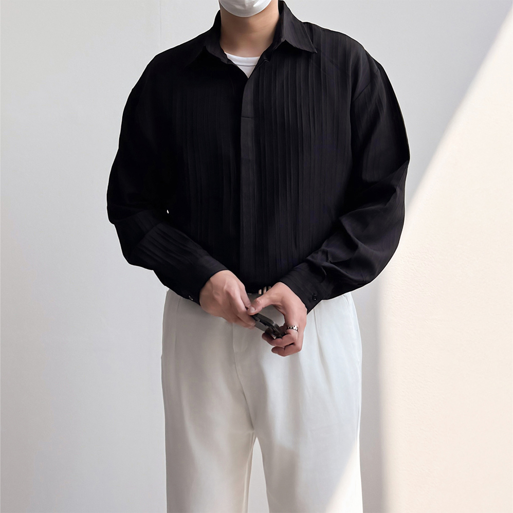 구김없는셔츠 남자플리츠셔츠 남성여름셔츠 - 상세 이미지 3