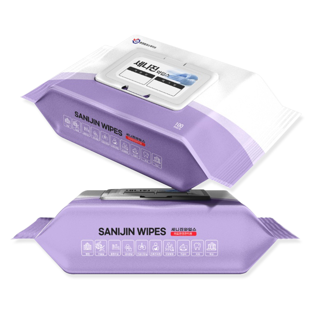 세니진와입스 병원 환경 소독티슈 일회용 세정 살균 소독물티슈 100매, 1팩
