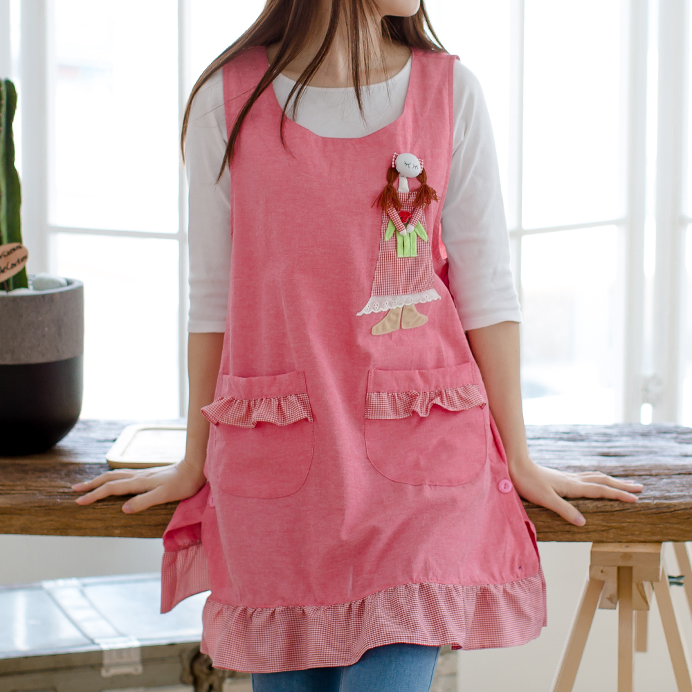 데코에버 인형 어린이집선생님 앞치마 가벼운 면 원피스앞치마 빅사이즈