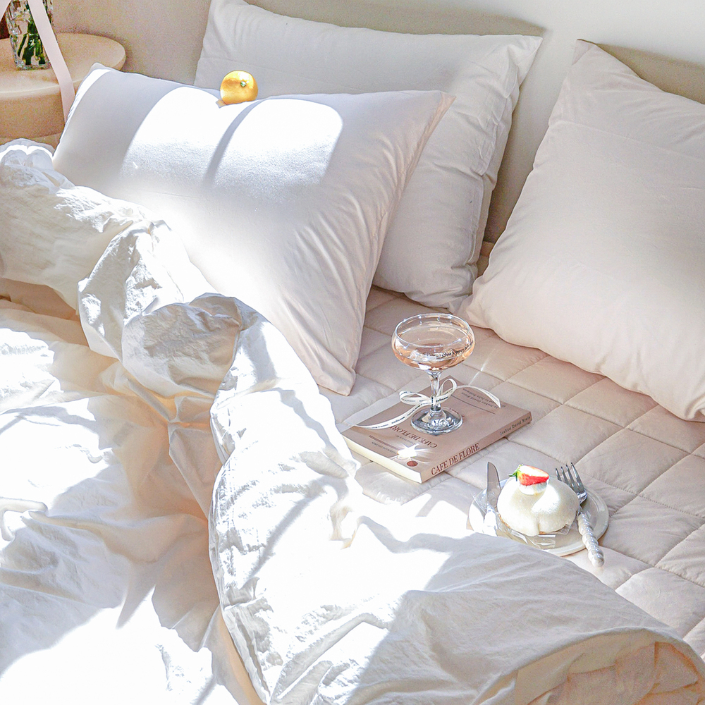 허쉬 60수 고밀도 바이오워싱 순면 옥수수솜 무봉제 차렵이불 파스텔라 피치, Q(퀸)