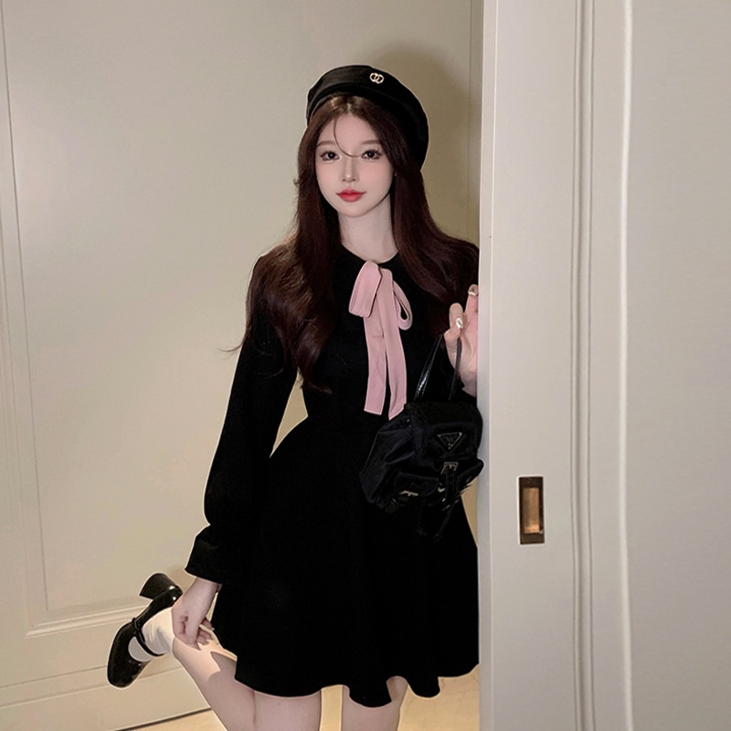 빅사이즈 원피스 루즈핏 오버핏 드레스 여성용 리본 하객룩 - 상세 이미지 3