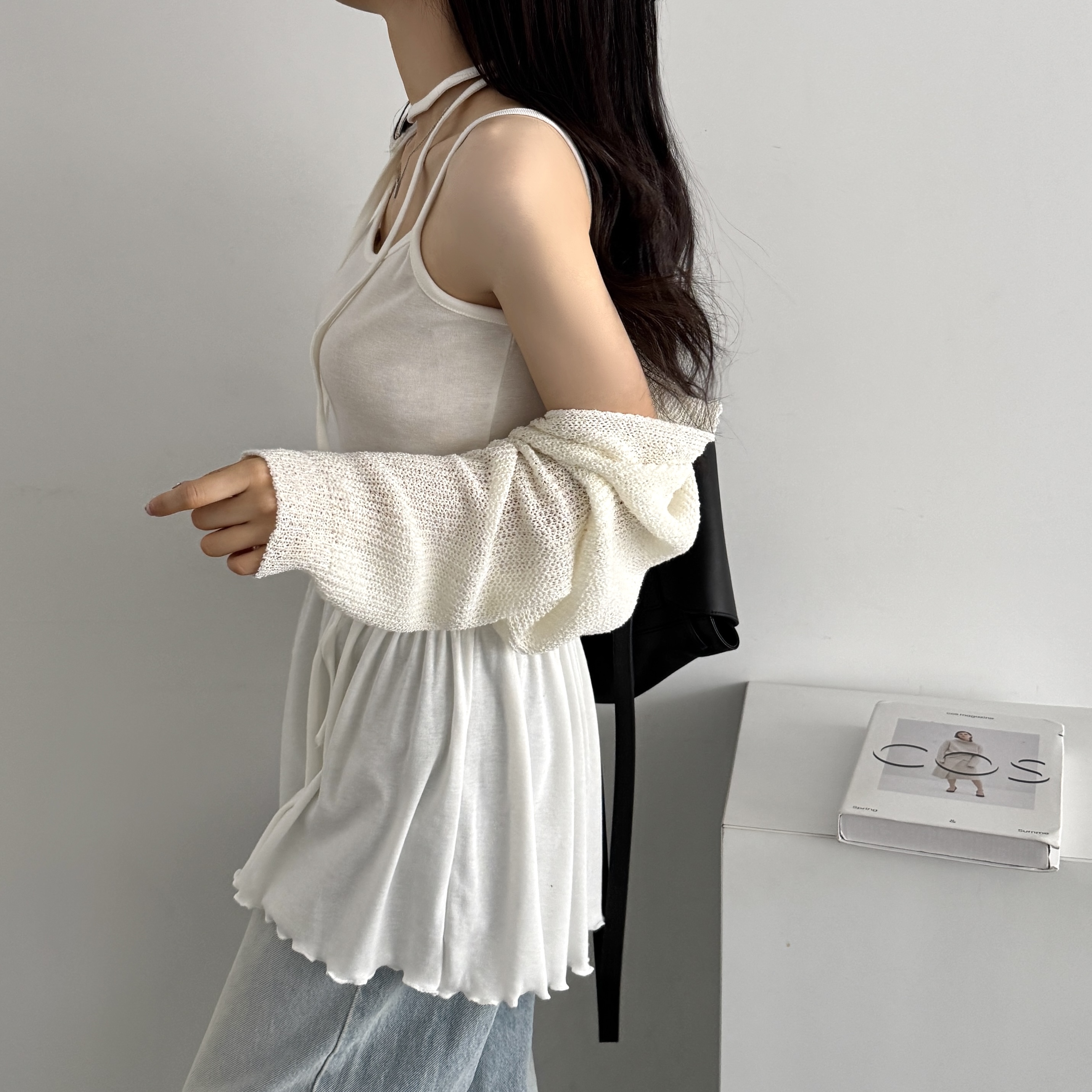 여름 휴양지 원피스 뷔스티에 레이어드 하객 원피스 미니, 화이트, FREE(One size) 이미지 7