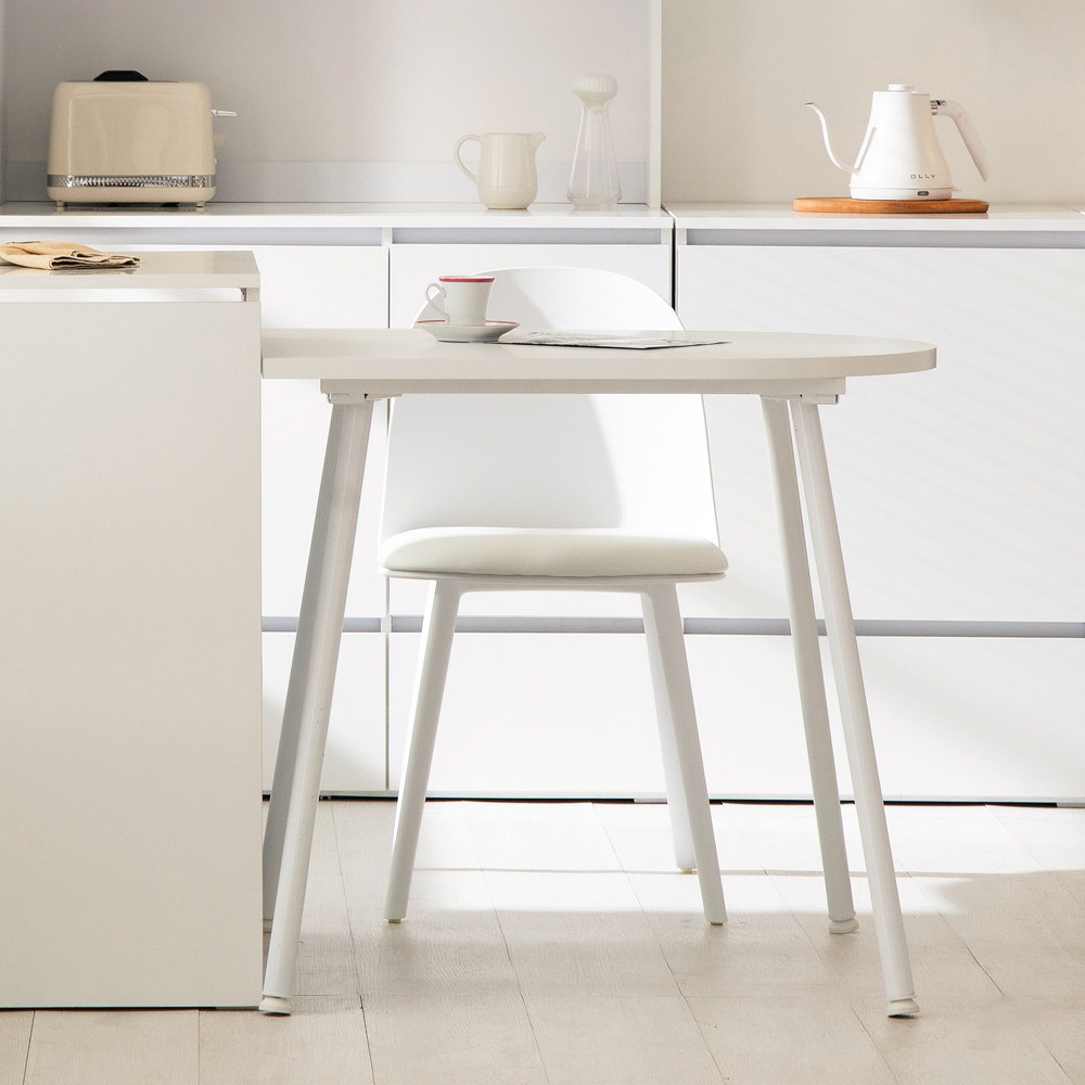 라자가구 메이즈 E0 반타원형 미니 카페 커피 원룸 2인 주방 반원 식탁 테이블 800