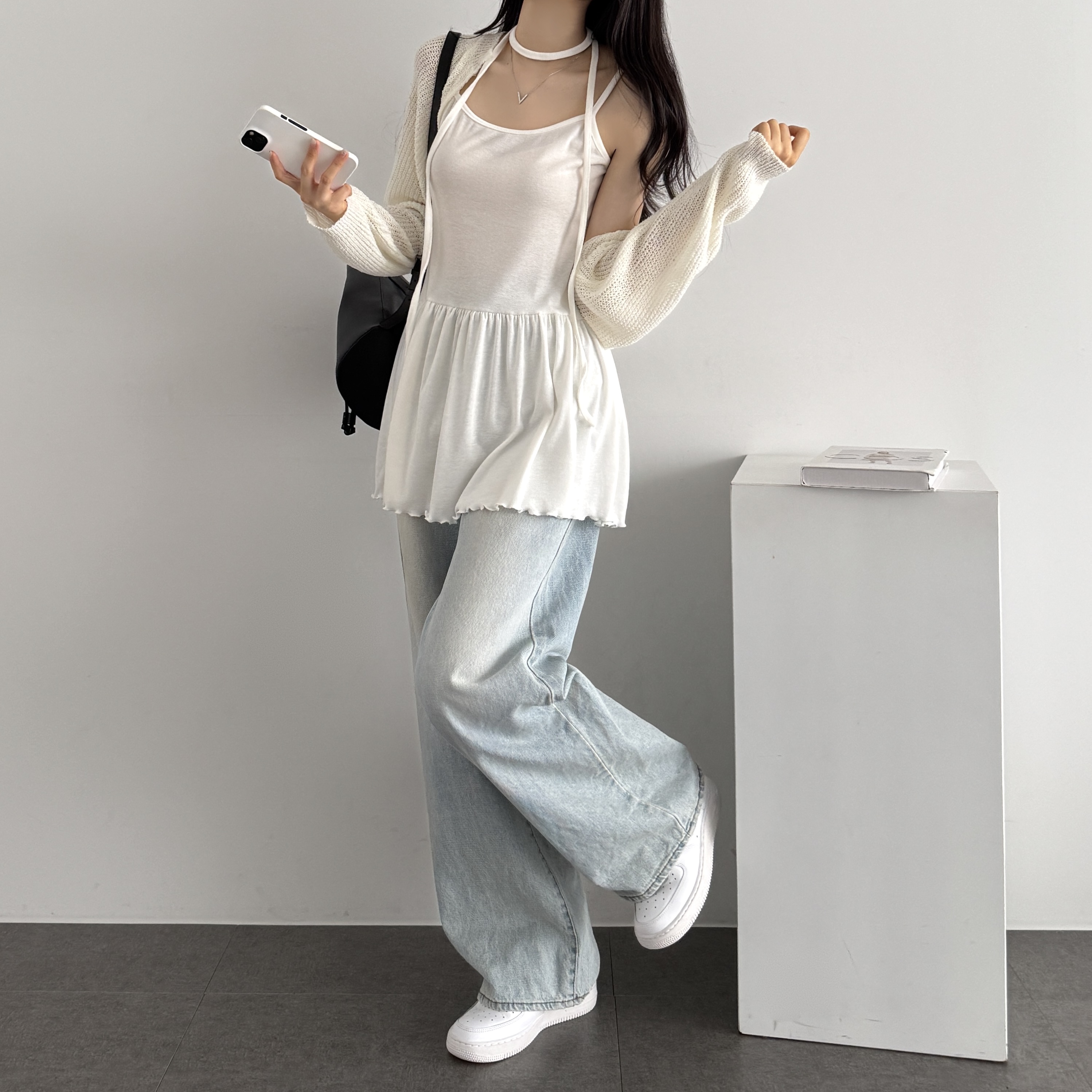 여름 휴양지 원피스 뷔스티에 레이어드 하객 원피스 미니, 화이트, FREE(One size) - 상세 이미지 5
