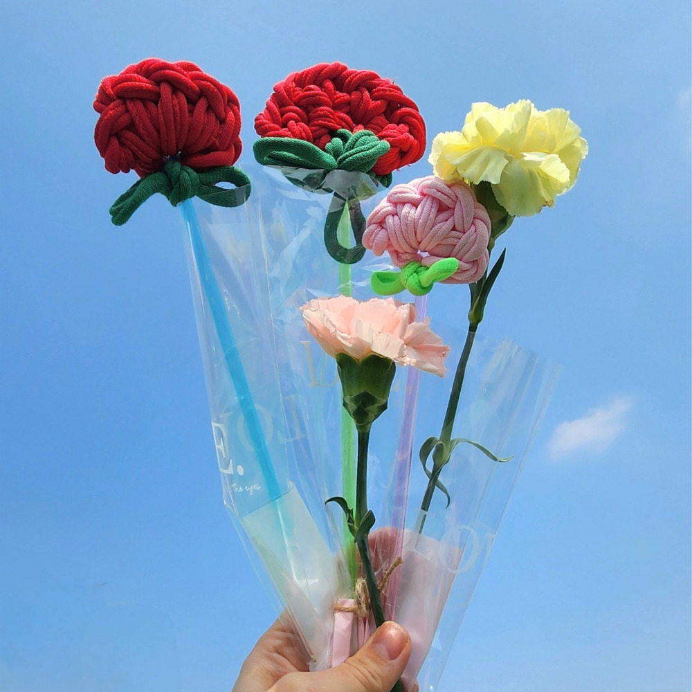 어버이날 카네이션 만들기 양말목 꽃 한송이 꽃다발 스승의날 선물 업사이클링 미술 공예 키트