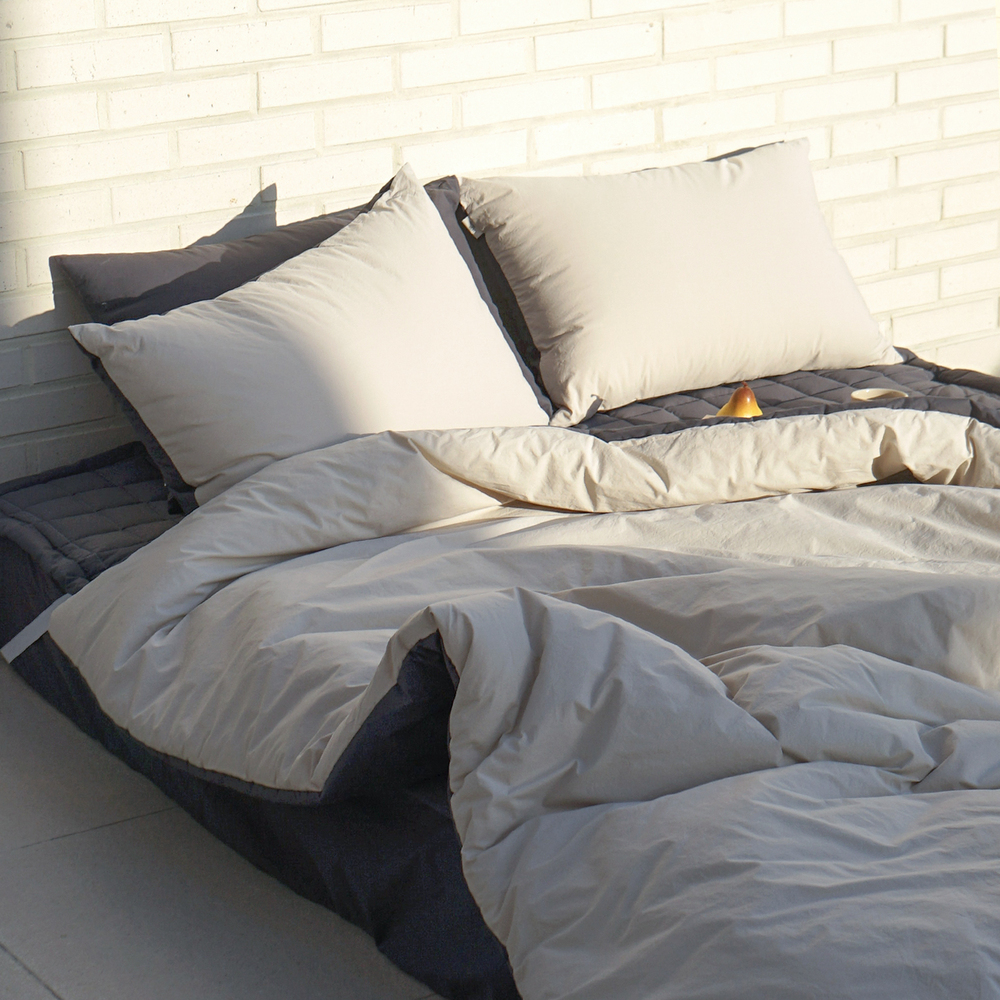 허쉬 60수 고밀도 바이오워싱 순면 옥수수솜 무봉제 차렵이불 밀라노 베이지, Q(퀸)