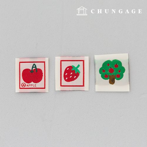 면라벨 양접 직조라벨 과일트리 3종 세트