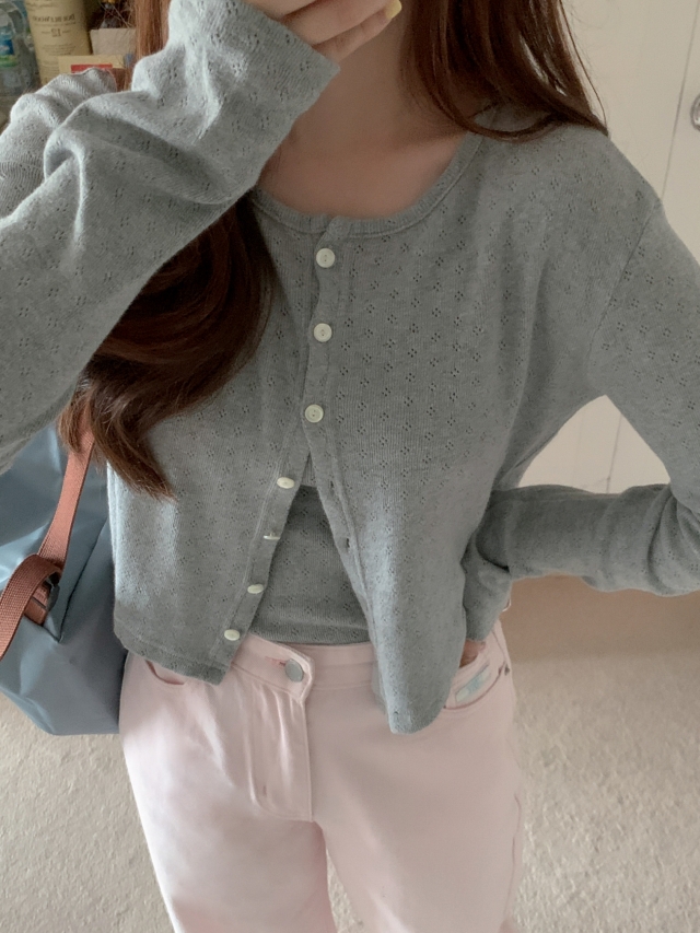 💕URBANE MADE💕 큐피드 펀칭 크롭 아일렛 가디건 세트 (3c) 상세 이미지 148