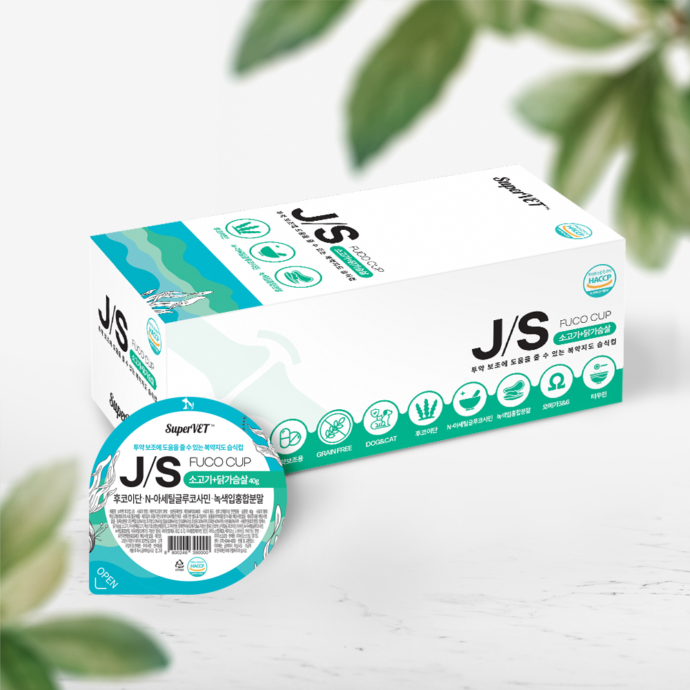 슈퍼벳 후코컵 J/S 투약보조캔 (관절건강) 40g x 6개입 후코이단 함유 저칼로리 생육 기능성간식 - 메인 이미지