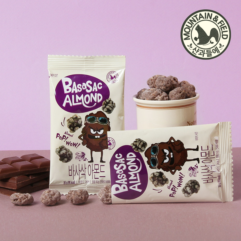 산과들에 현미콕콕 초코크런치 바사삭아몬드 x30봉 (시즈닝아몬드 간식)