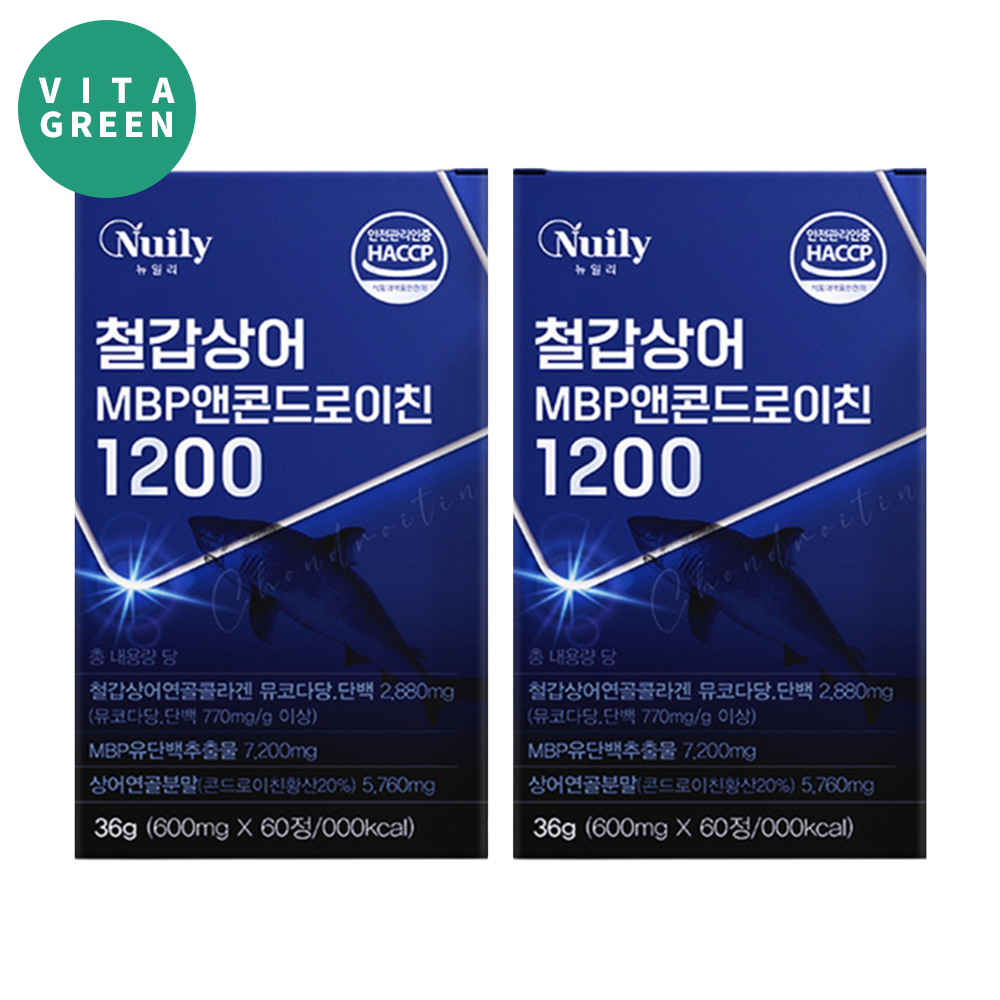 철갑상어 콘드로이친 1200 MBP 연어콜라겐 뮤코다당 단백 60정, 2개