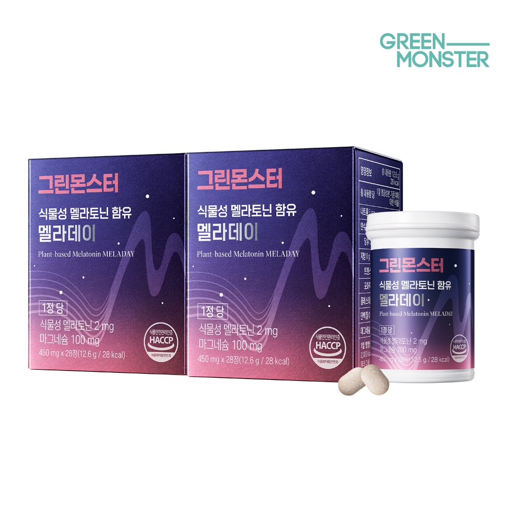 그린몬스터 식물성 멜라토닌 함유 멜라데이 2mg 28정, 2개