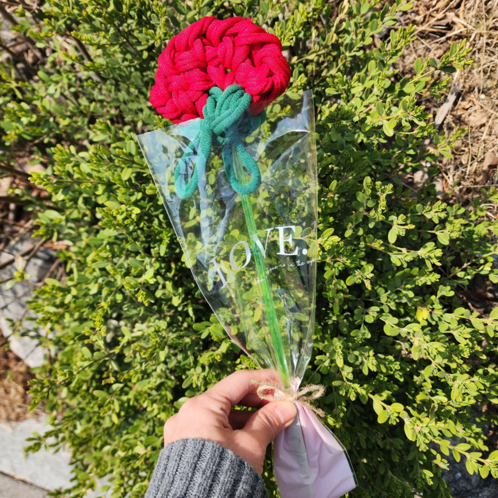 어버이날 카네이션 만들기 양말목 꽃 한송이 꽃다발 스승의날 선물 업사이클링 미술 공예 키트 이미지 7