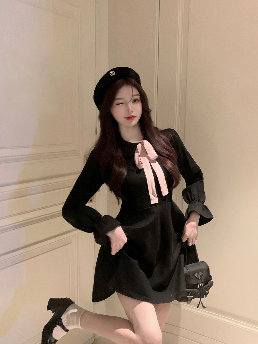 빅사이즈 원피스 루즈핏 오버핏 드레스 여성용 리본 하객룩 - 상세 이미지 5