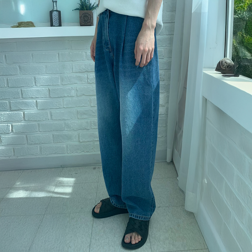남자와이드청바지 일자 세미 - 상품 이미지