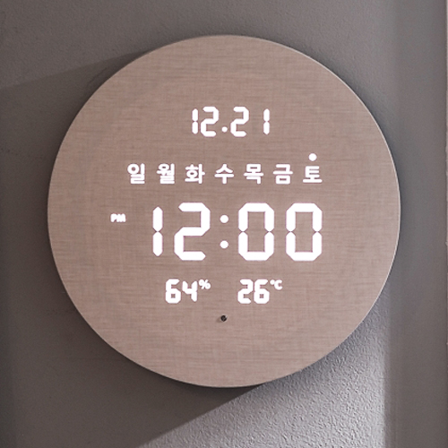 무선 LED벽시계 온습도 디지털 전자 벽걸이 시계 무타공 무소음 인테리어 19cm - 상품 이미지