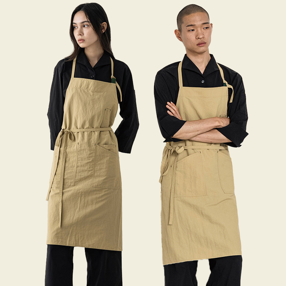 베이지 무브온라이트플로 목걸이형앞치마 서빙 가게 식당 카페 공방 바리스타앞치마 - 상품 이미지