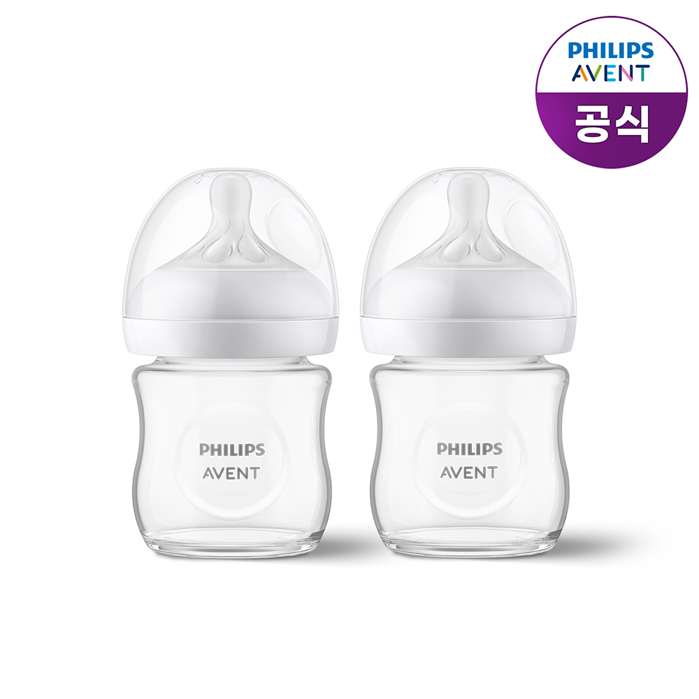 필립스아벤트 아기편한 유리젖병 신생아용 120ml 1P+1P (0m+ 젖꼭지 포함)