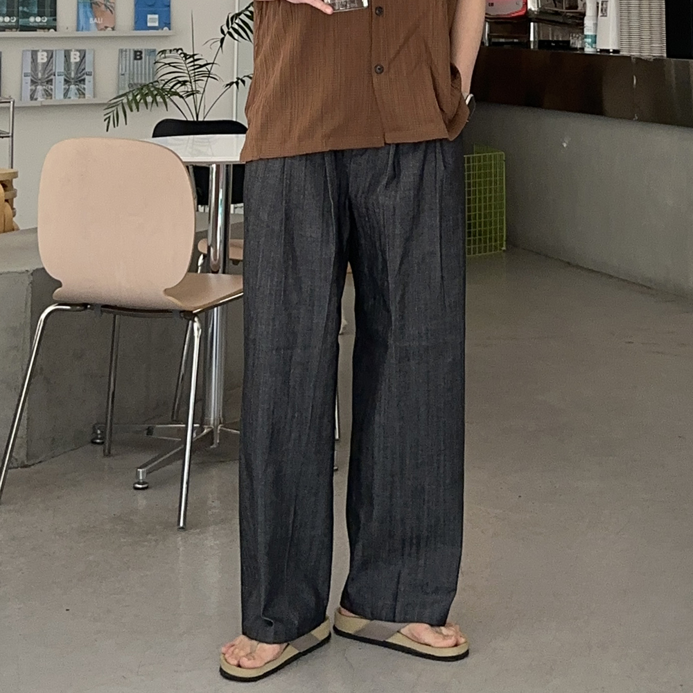 남자 여름청바지 데님 밴딩 팬츠 남자 와이드 청바지 - 상세 이미지 2
