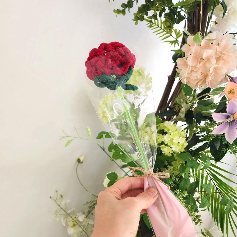어버이날 카네이션 만들기 양말목 꽃 한송이 꽃다발 스승의날 선물 업사이클링 미술 공예 키트 이미지 8