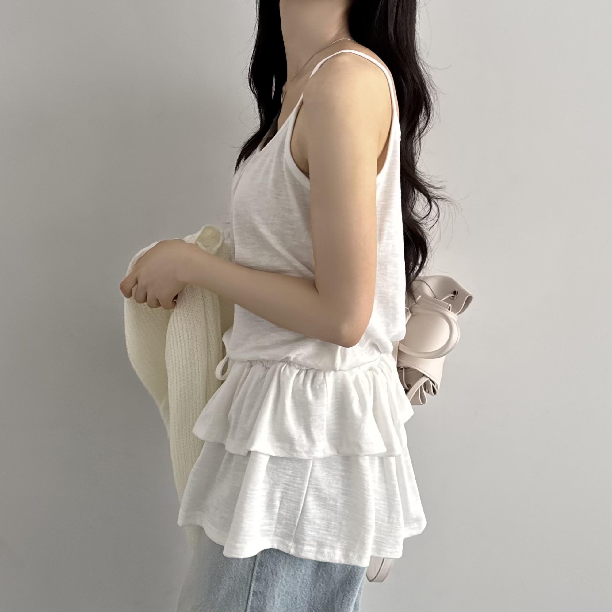 캉캉 레이어드 여름원피스 쉬폰 뷔스티에 여성원피스 미니, 화이트, FREE(One size) - 상세 이미지 4