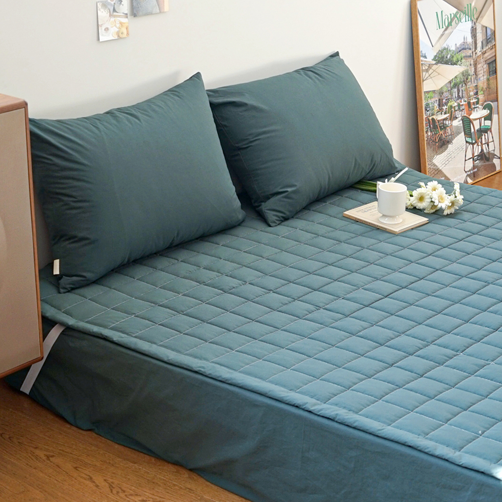 허쉬 60수 고밀도 바이오워싱 순면 고정밴딩 침대패드 러쉬 그린, DK(더블킹)