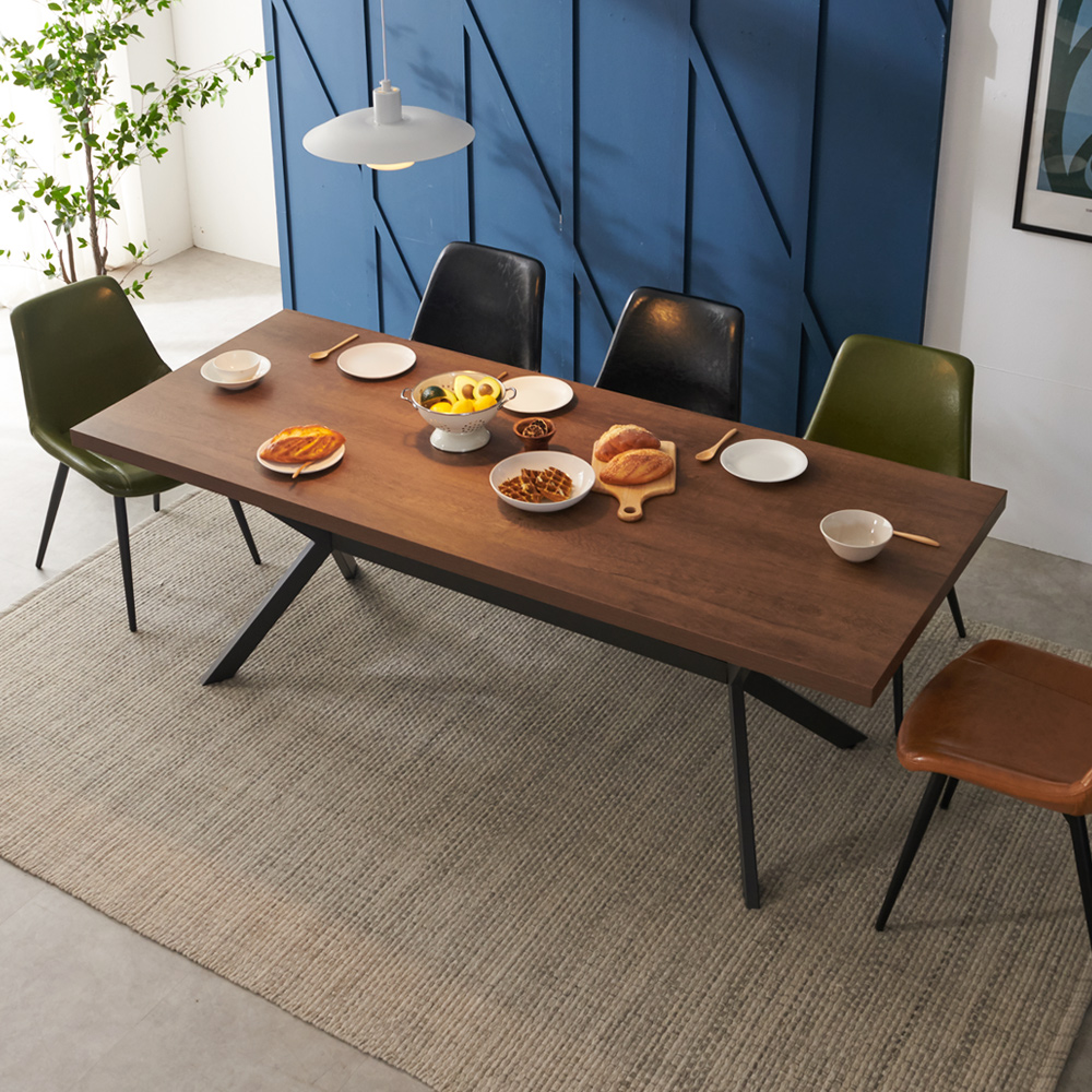 까펠로 대형 테이블 카페 업소용 거실식탁 넓은식탁 2100mm, 월넛블랙