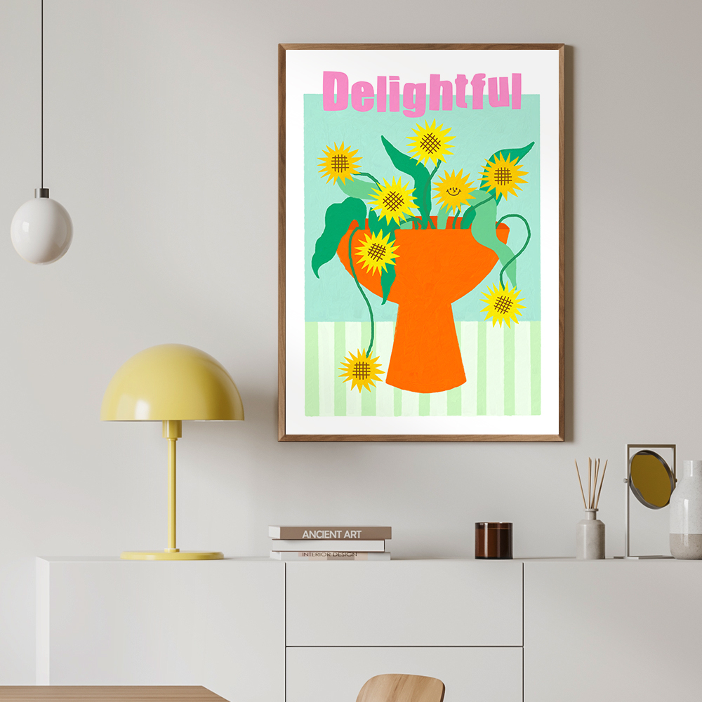 해바라기 그림 액자 포스터 Delightful A A4 - 상세 이미지 4