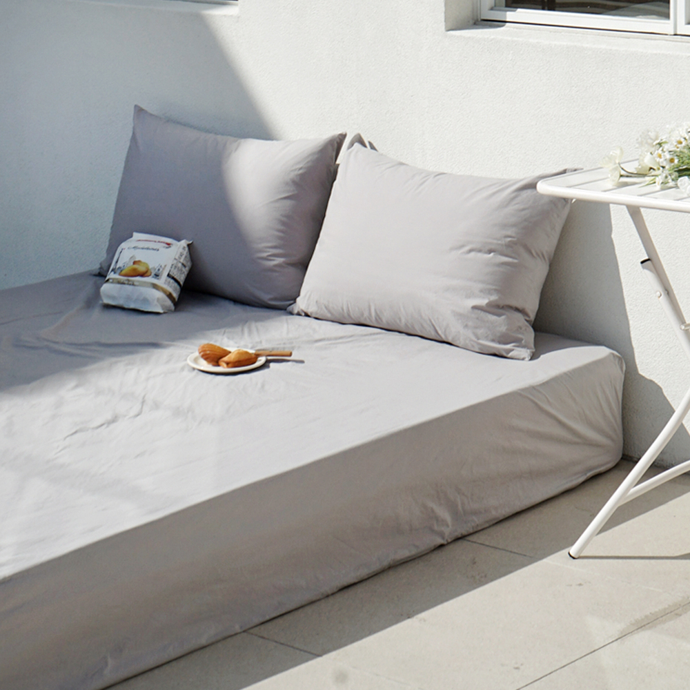 허쉬 60수 고밀도 바이오워싱 순면 매트리스 커버 애쉬그레이, SS(슈퍼싱글)