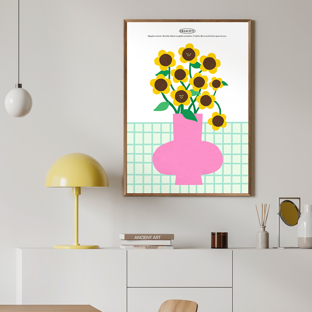 해바라기 그림 액자 포스터 Delightful B A4 - 상세 이미지 4