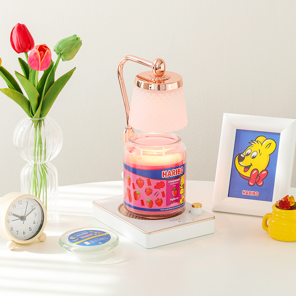 하리보캔들 라지자 밝기조절 로맨틱무드 캔들워머 세트 스트로베리해피니스+화이트