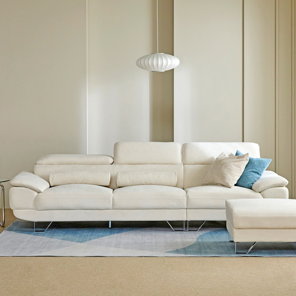 몬스터 소파 아쿠아텍스 이지클린 기능성 패브릭 소파 스툴 Event, 오트밀 베이지, 3인용