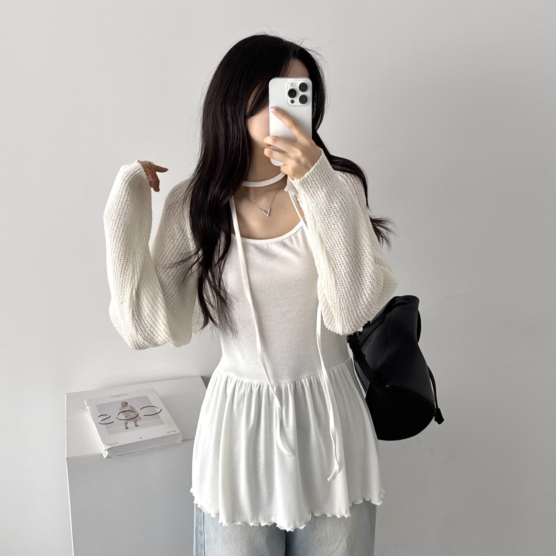 여름 휴양지 원피스 뷔스티에 레이어드 하객 원피스 미니, 화이트, FREE(One size) - 상세 이미지 3