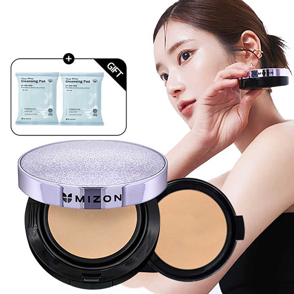 미즈온 비건 콜라겐 촉촉한 에센스 밀착 커버 선 쿠션 본품1개+리필1개 SPF38PA+ - 메인 이미지